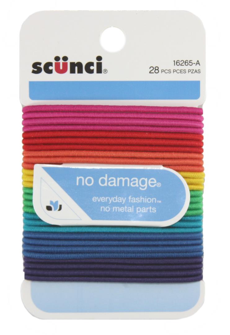 Scunci No Damage Medium-Hold Elastic Hair Bands Bright Colors