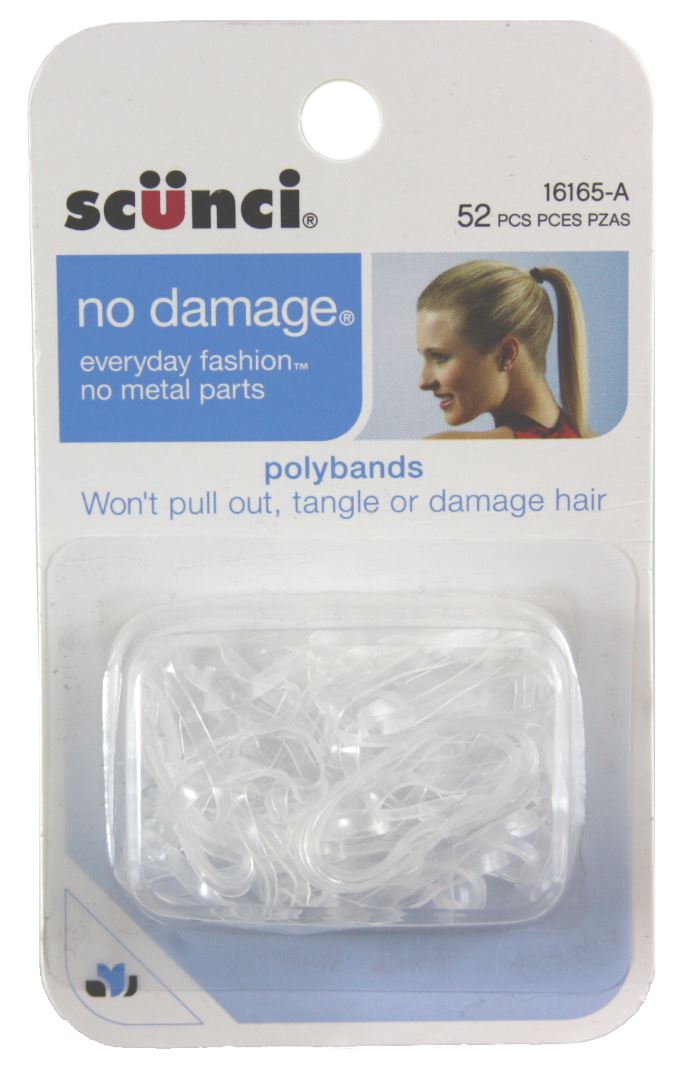 Scunci Clear No Damage Poly Bands - 52 Pack